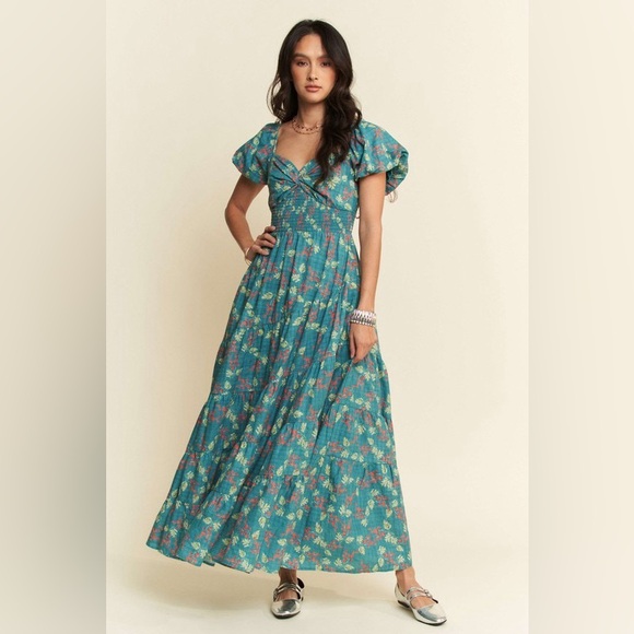Davi & Dani Contrast Ring Lace Layered Ruffle Maxi Cami Dress main image 0